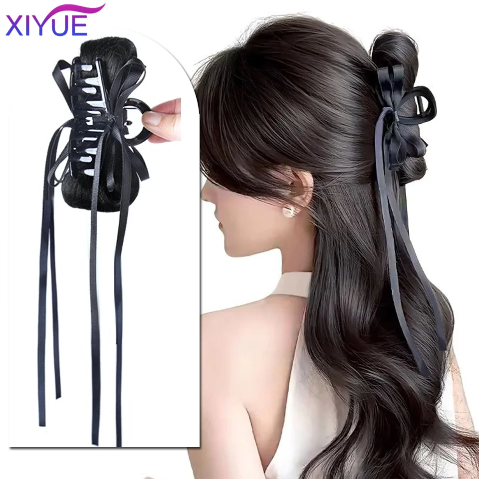 XIYUE Chicken Nest Ball Head Wig Female Clasp Clip Bowknot Spicy Girl Style Fluffy High Horse Tail Fluffy Natural Wig Contract