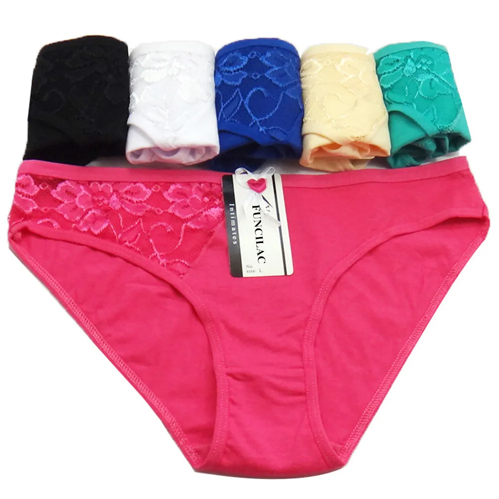 Cotton Panties for Women Sexy Lace Transparent Briefs Female Underwear Lady Lingerie 5 Pcs/set