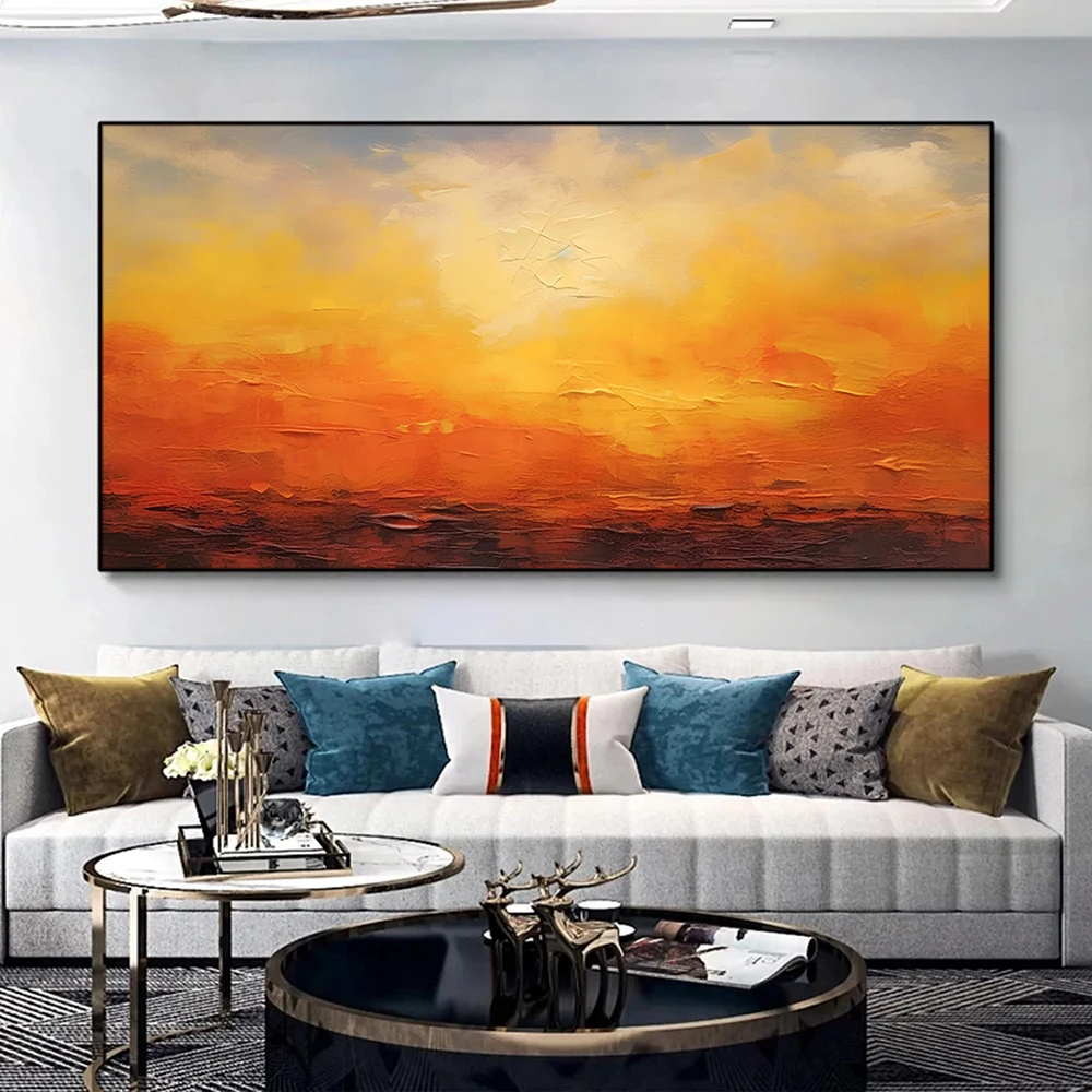 Warm-Toned Abstract Wall Art Canvas Paintings Modern Minimalist Picture Posters and Prints for Living Room Home Decor