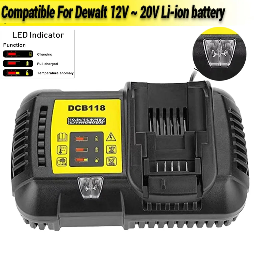 

DCB118 Lithium Battery Fast Charger Charging 4.5A For DeWalt 10.8V 12V 14.4V 18V Max. 60V Battery DCB101 DCB200 DCB140 DCB105