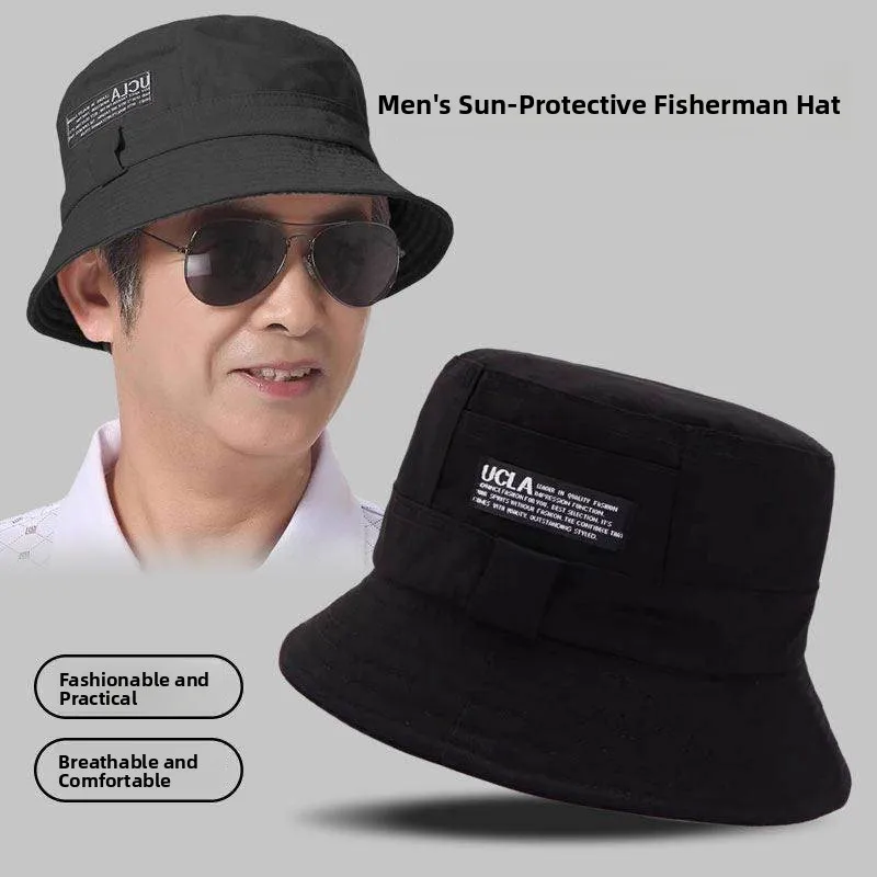 Summer Sun Protection Hat Casual Fisherman Style Men's Hat Fashionable Versatile Mid-aged And Elderly Casual Sunscreen Hat