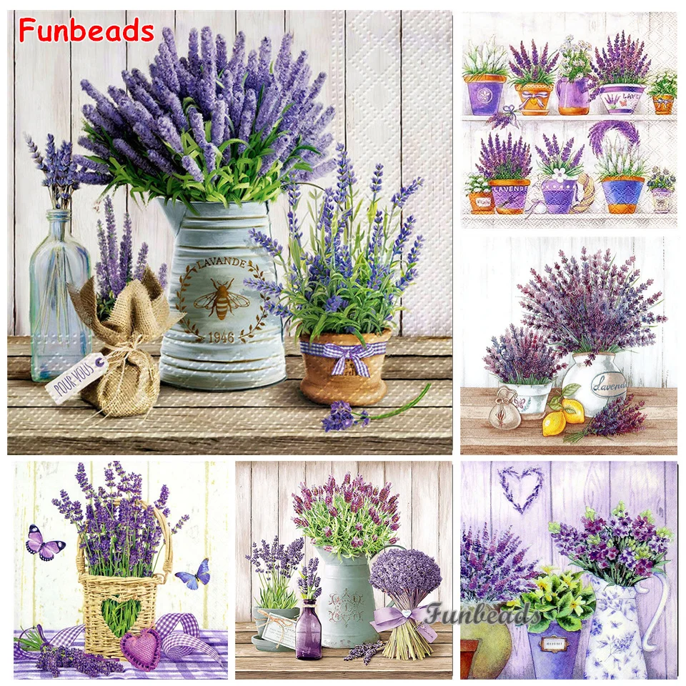 5D DIY Diamond Painting Full Drill Lavender Flower Diamond Mosaic Stitch Interior Paintings Art Picture Handicraft Decor GG294