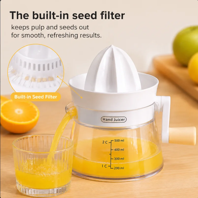 Household Hand Juicer Manual Fruit Lemon Orange Squeeze Juice Cup for Effortless Squeezing,Dishwasher Safe & Compact Storage