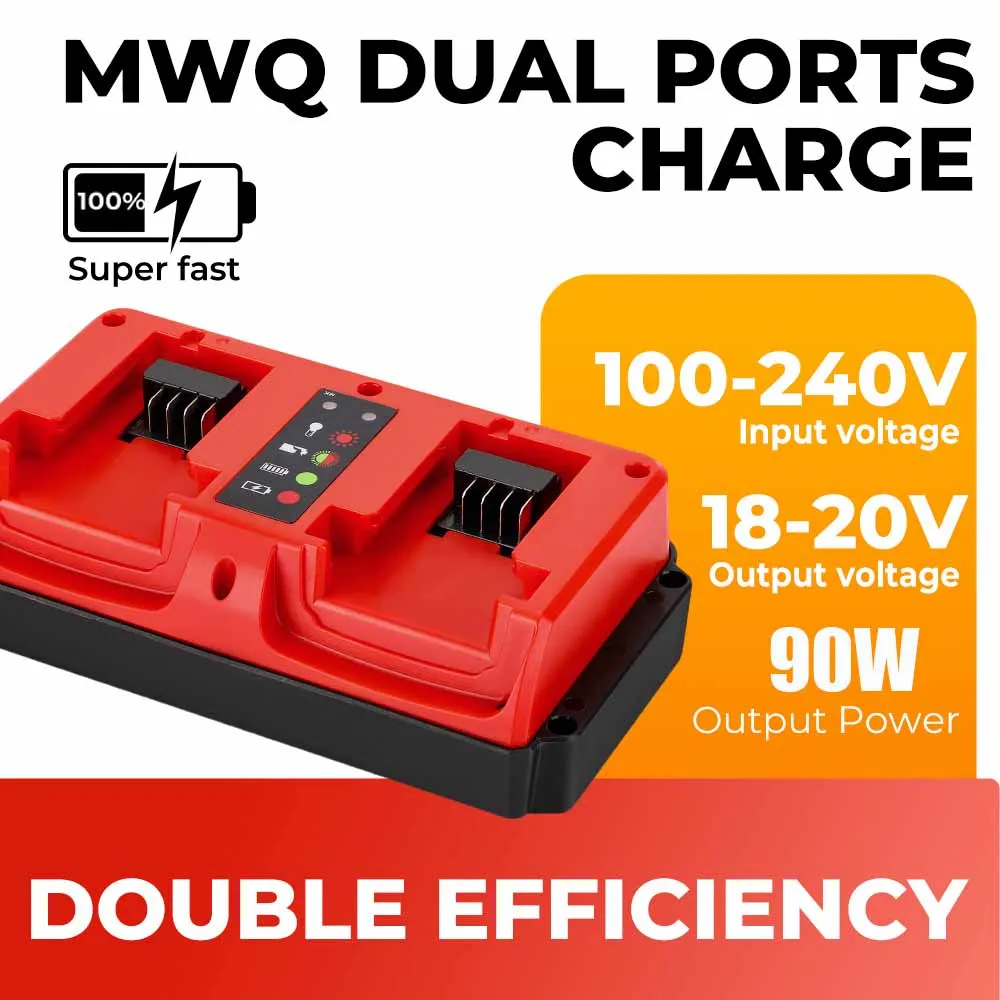 

NEW Portable Dual Ports Charger For Milwaukee 18V-20V Lithium Battery Rechargeable 48-11-1815 48-11-1820 48-11-1830 Fast Charger