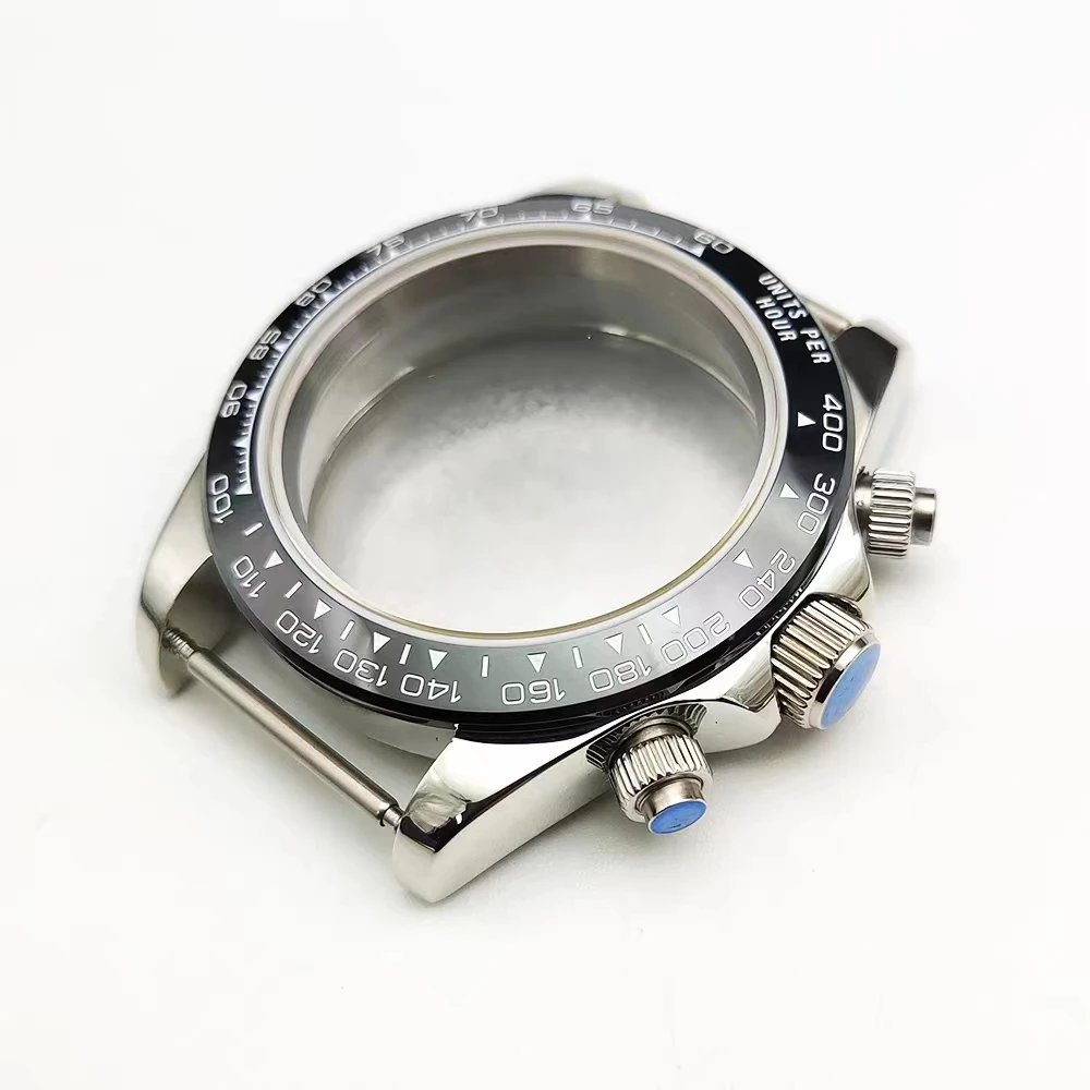 

39.5mm VK63 movement case, Silver shell black circle，suitable for 316L solid stainless steel sapphire glass, custom combination