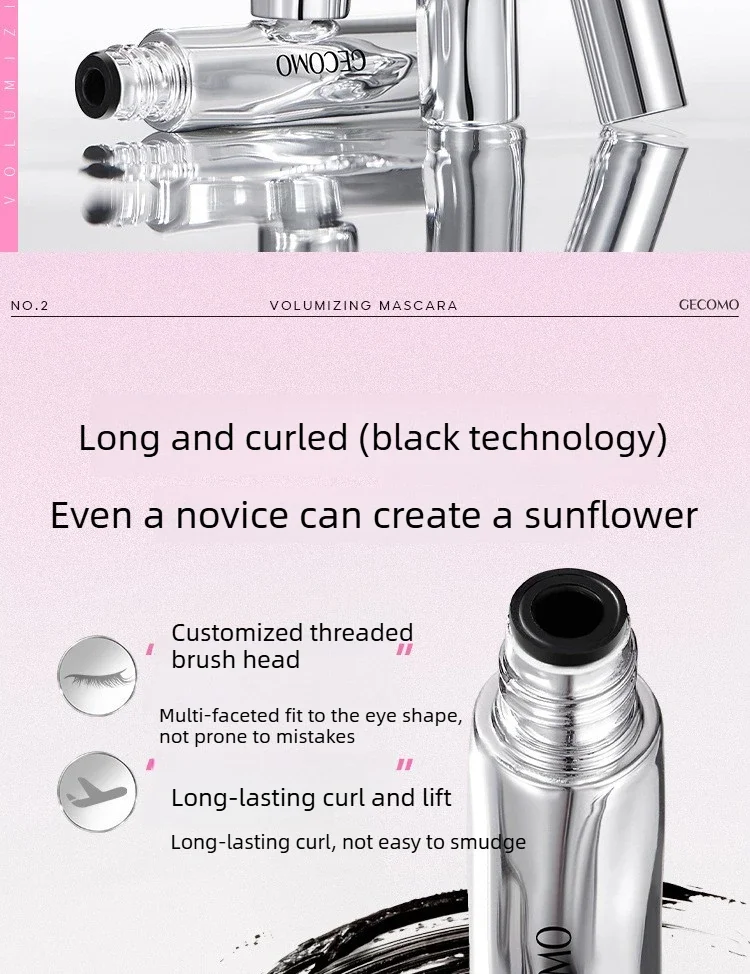 Long-lasting Curling Mascara Waterproof and Sweat-proof Separates Each Lash Thick and Voluminous Steel Tube Mascara
