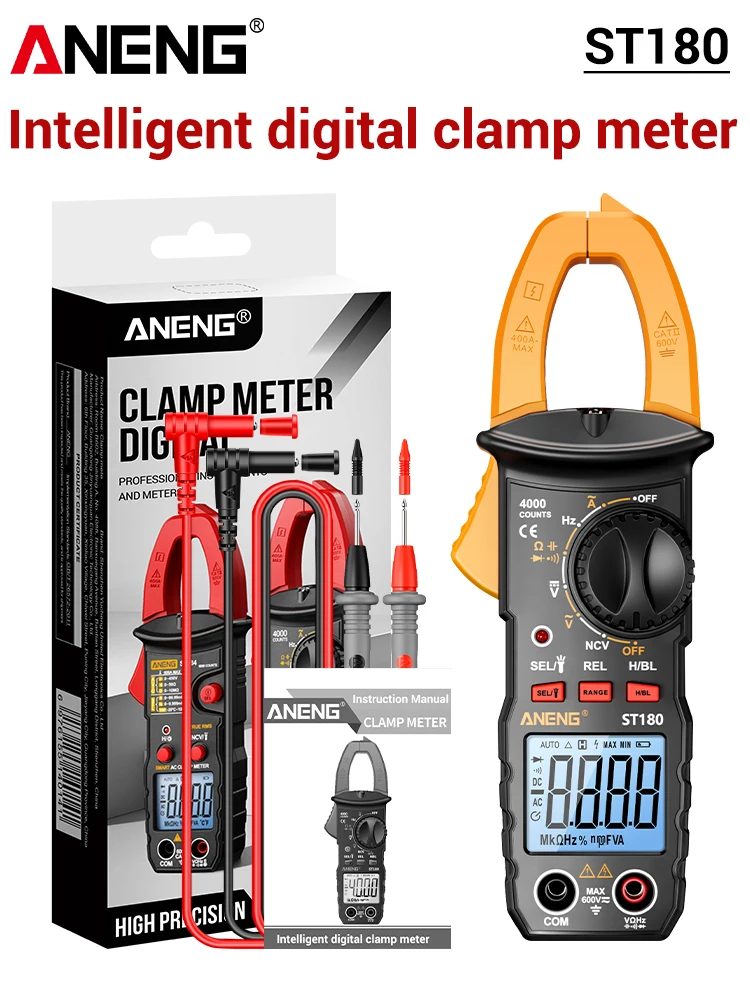 ANENG ST180 4000 Counts Digital Clamp Meter AC Strom Multimeter Amperemeter Spannung Tester Auto Amp Hz Kapazität NCV Ohm Werkzeug