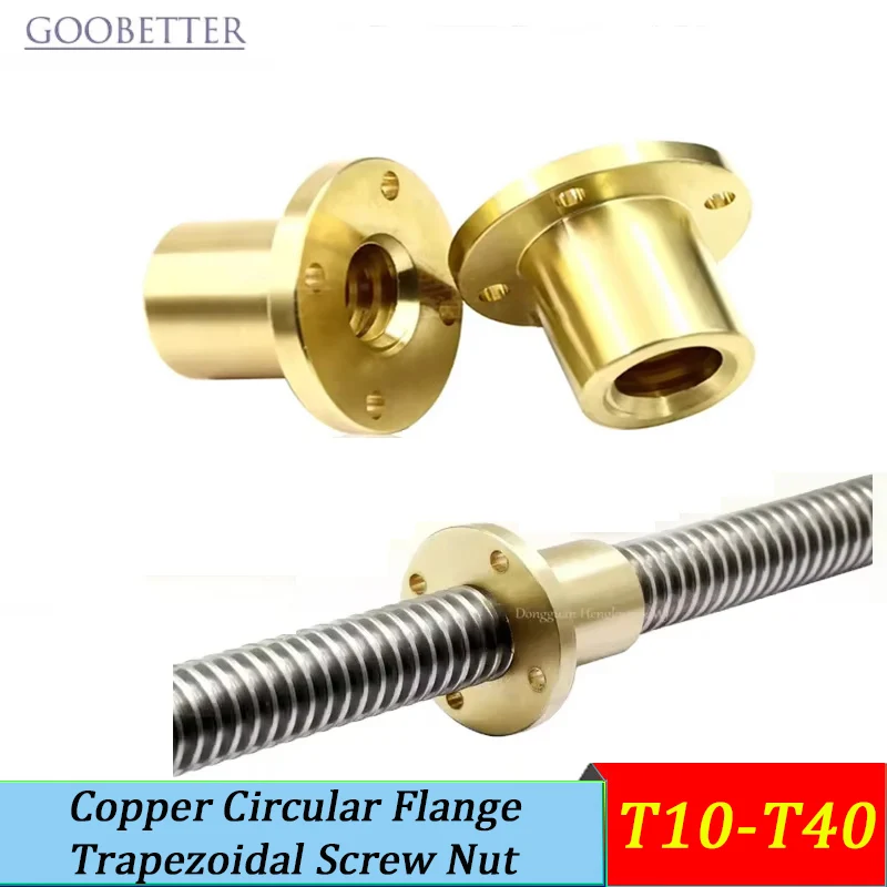 Copper Flange Nut Trapezoidal Thread T10-T40 T8x1-T40x8 Vibration Resistant for Machinery Electrical Pipe