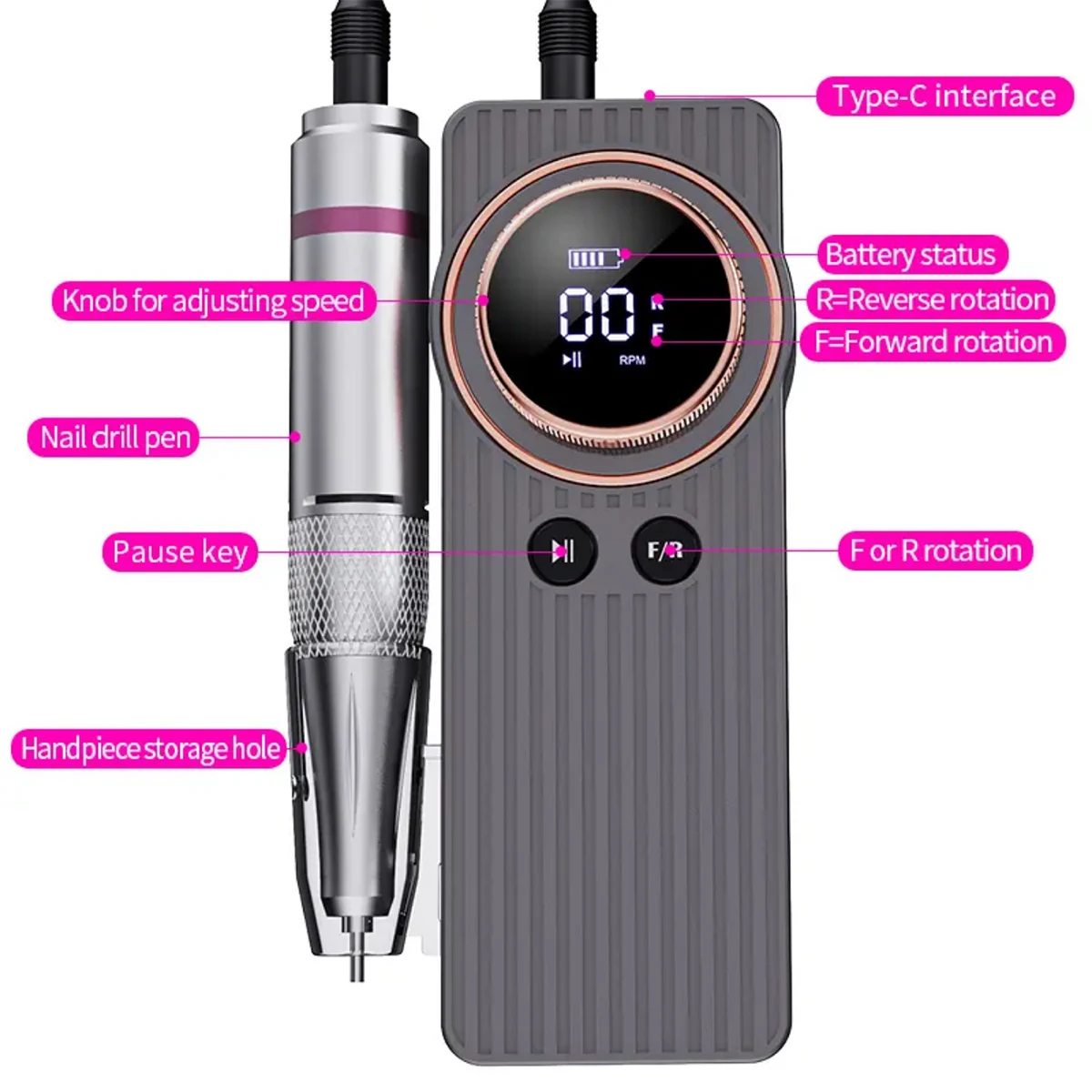 Perceuse à ongles électrique Portable 35000 tr/min, lime électronique pour enlever le polissage du Gel acrylique