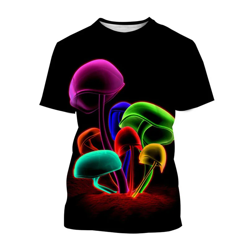 

New Summer 3D Wild Mushroom Printed T Shirt Children Funny Cool Short Sleeves Women Harajuku Clothing Fashion Tee Shirts Top Tee