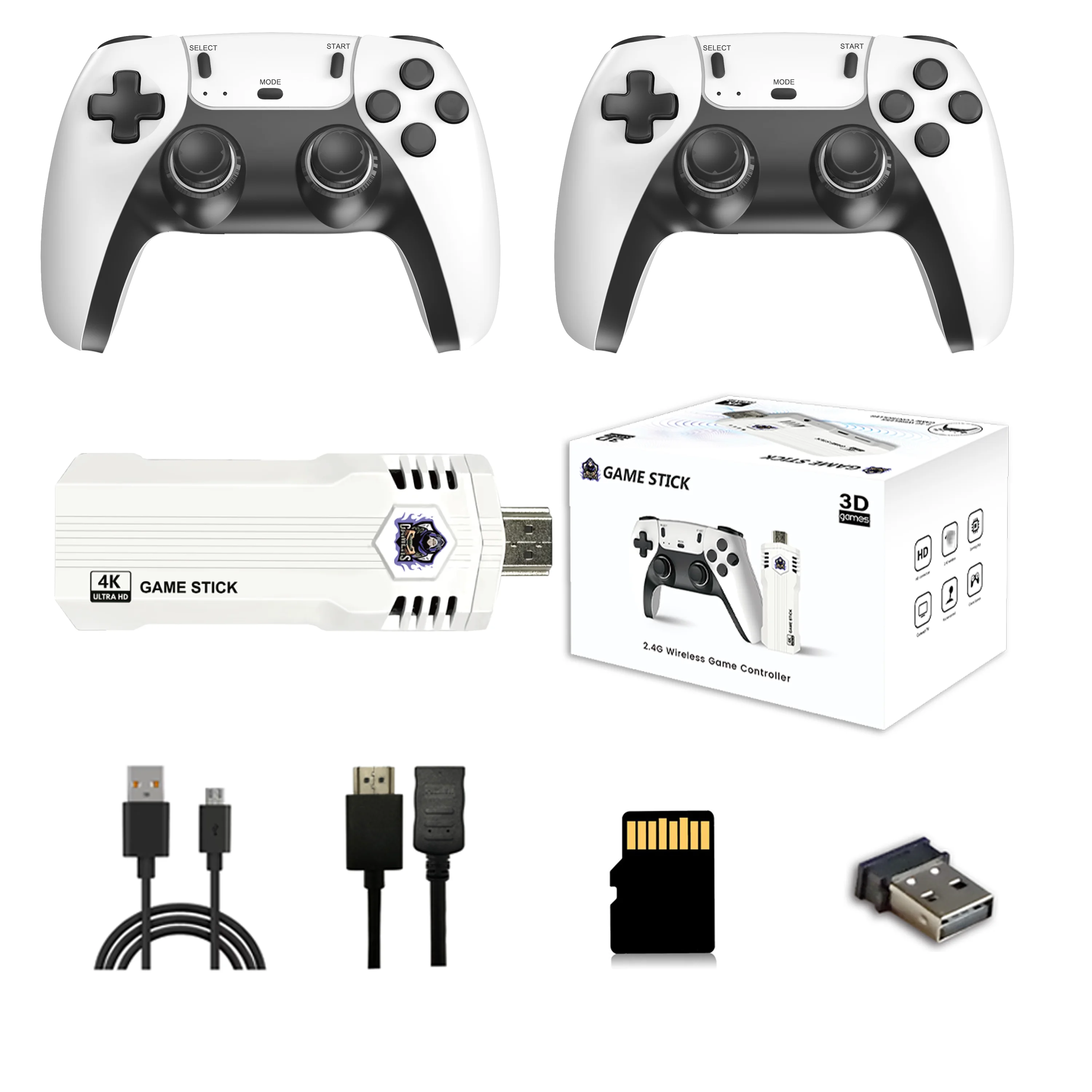 Retro-Spielekonsole X2L, Spielestick mit 4K HD-Display und 2 Kabellosen Controllern, Eingebaute 40+ Emulatoren & 30000+ Spiele