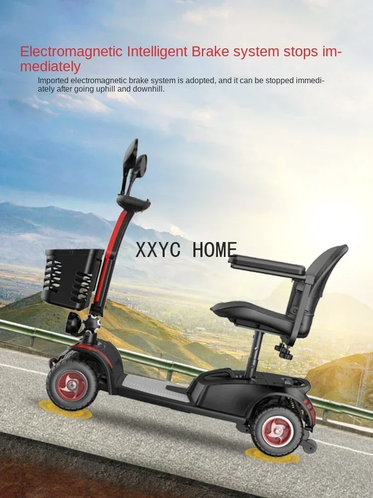 Scooter Four-Wheel Electric Disabled Household Double Battery Car Elderly Folding Power Car