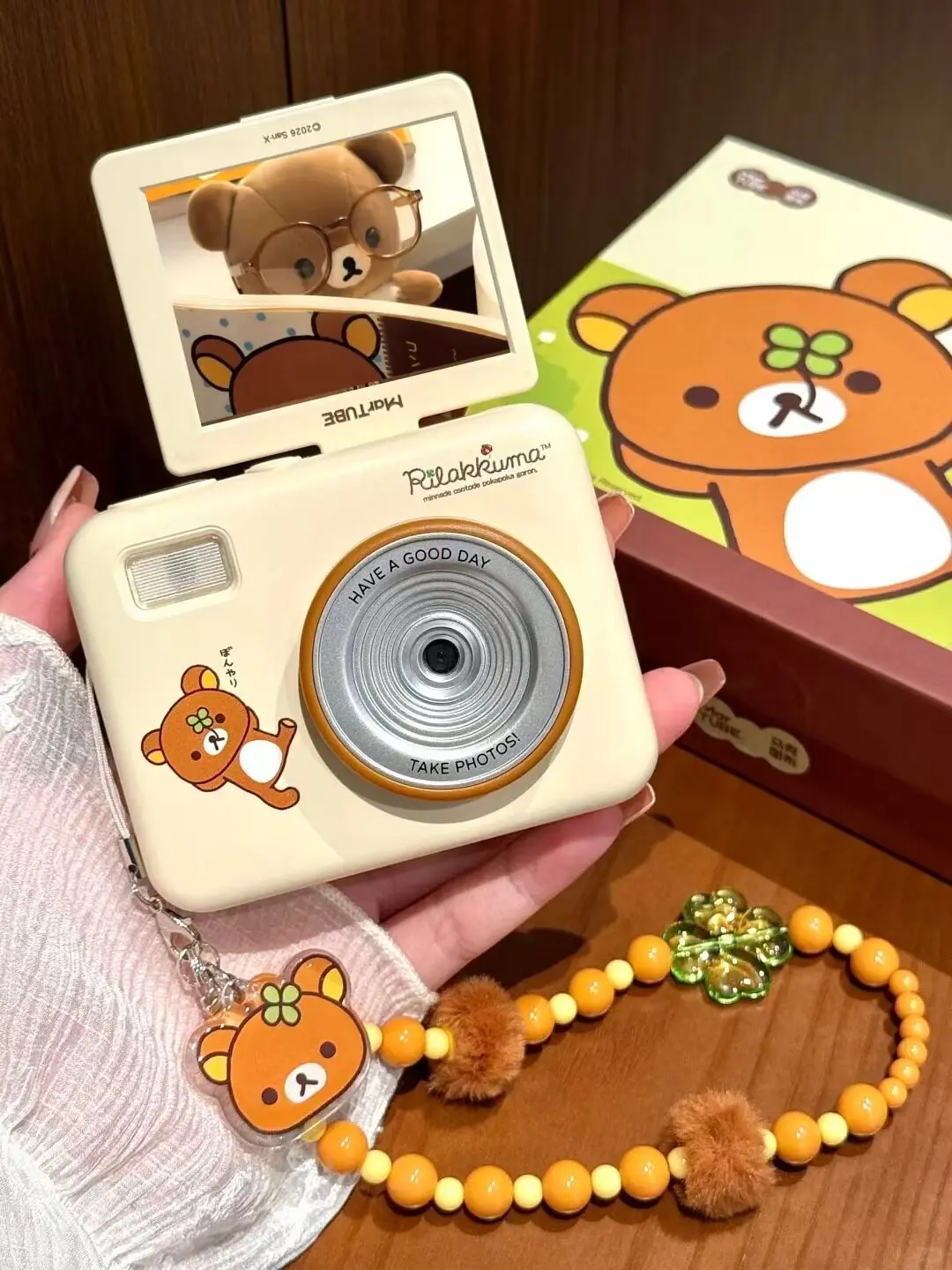 Cute Rilakkuma Ccd Digital Camera Flip Screen Selfie Video Camcorder Portable Cartoon Camera For Girls Birthday Present Gift Box view 5