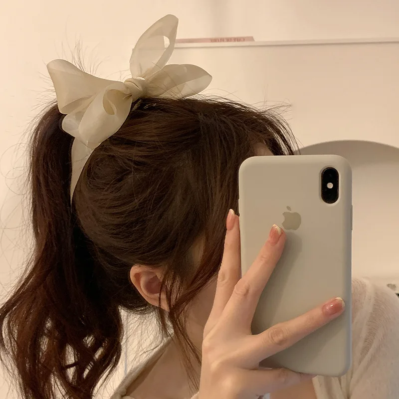 Ribbon Bow Banana Clip Elegant Women Hair Pins Trendy Vertical Clip Barrette Black Beige Big Bowknot Hair Claws Hair Accessories