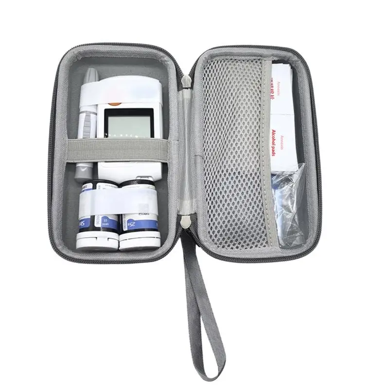 1 Pcs Blood Glucose Meter Storage Bag Diabetes Testing Kit Case With Zipper For Office Travel Health Monitoring Organizer view 3