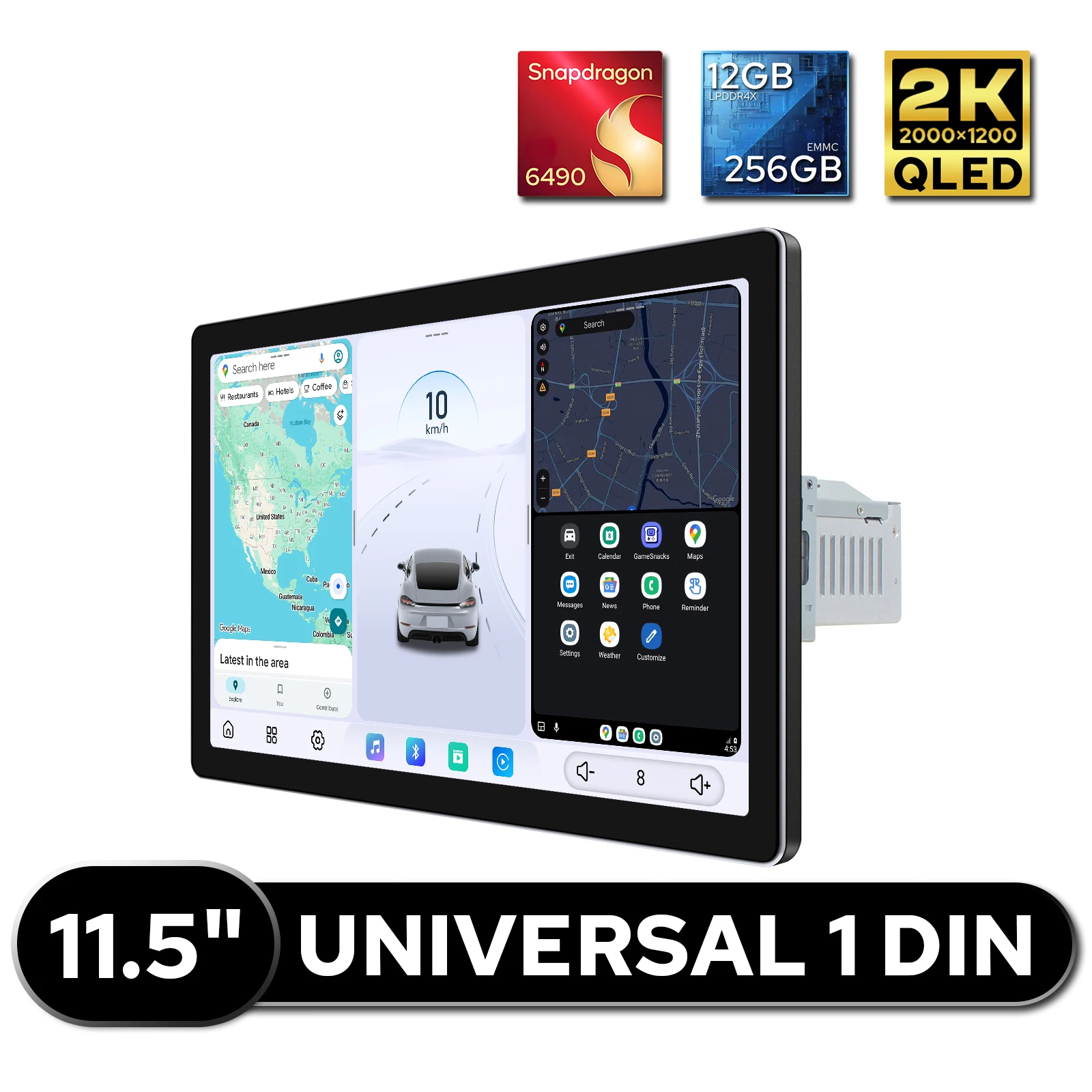 JOYING Car Radio Stereo 2K QLED 2000*1200 Display Single Din Universal Intelligent Car GPS Navigation System 12GB RAM 256GB ROM