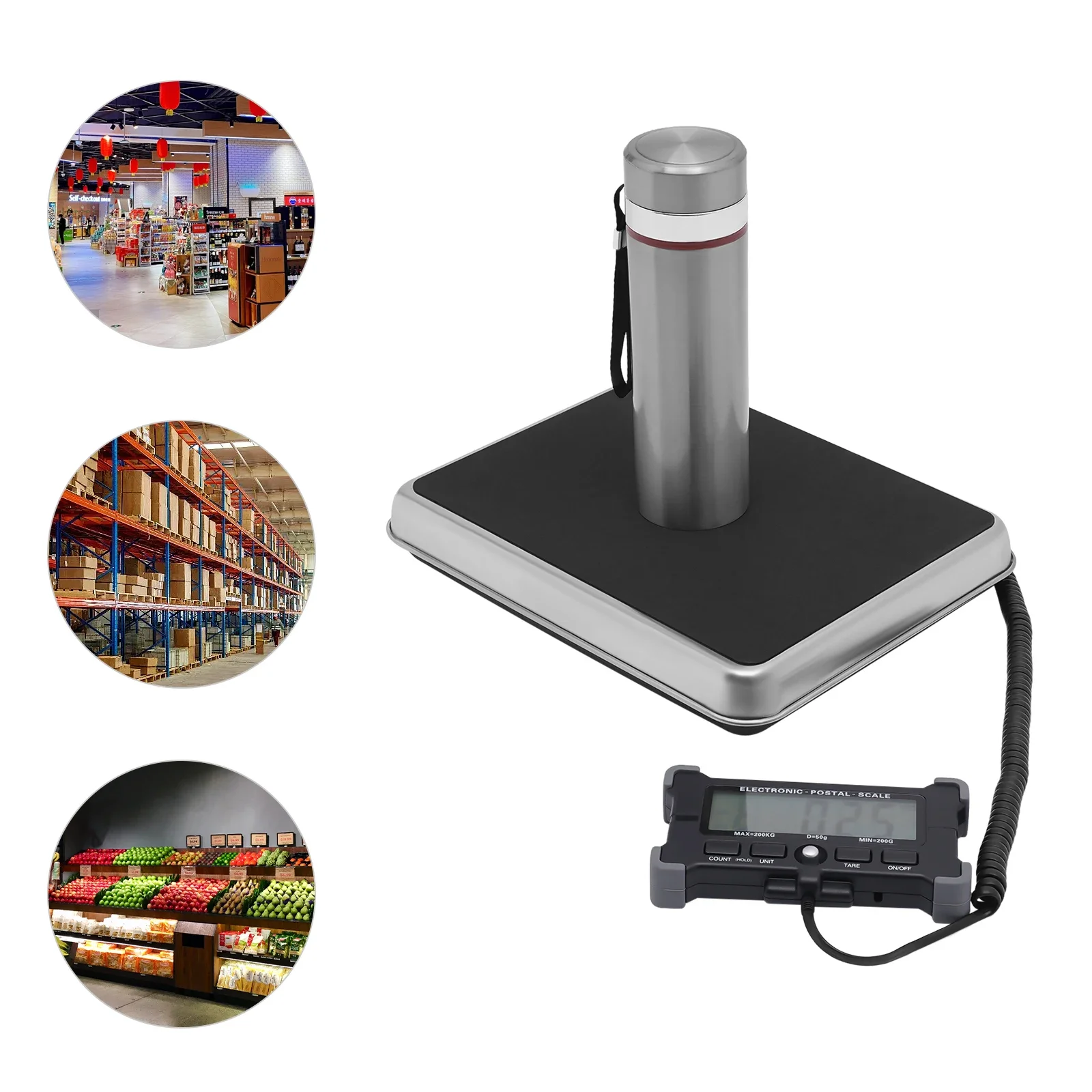 440lb Digital Shipping and Postal Scale Heavy Duty Stainless Steel Large Platform Industrial Floor Scale 2 AAA Batteries Include