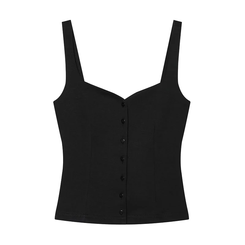 MUJER Button Crop Top Women Summer Tank Corset Top Woman Sexy Backless Bustier Tops for Women Straps Tanks & Camis Women's Tops