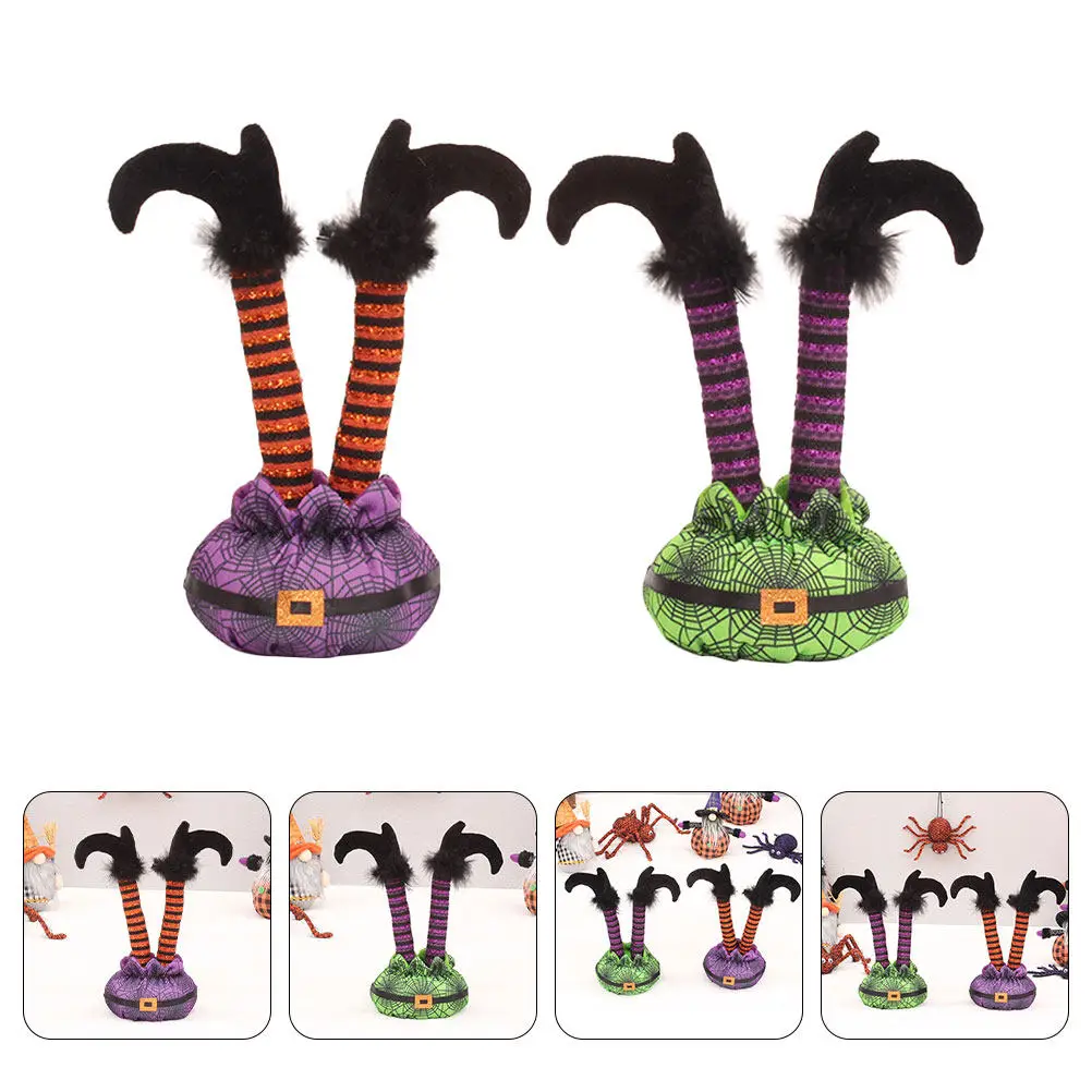 

2Pcs Upside Down Halloween Legs Decoration Striped Leg Prop for Home Office Party Fireplace Table Desktop Indoor Outdoor Festive