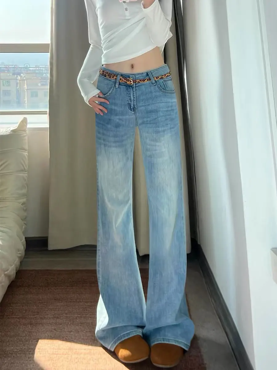 

High Waist Flared Jeans Women's Spring Summer Casual Cotton Stretch Denim Loose Fit Bootcut Pants Retro Style Breathable