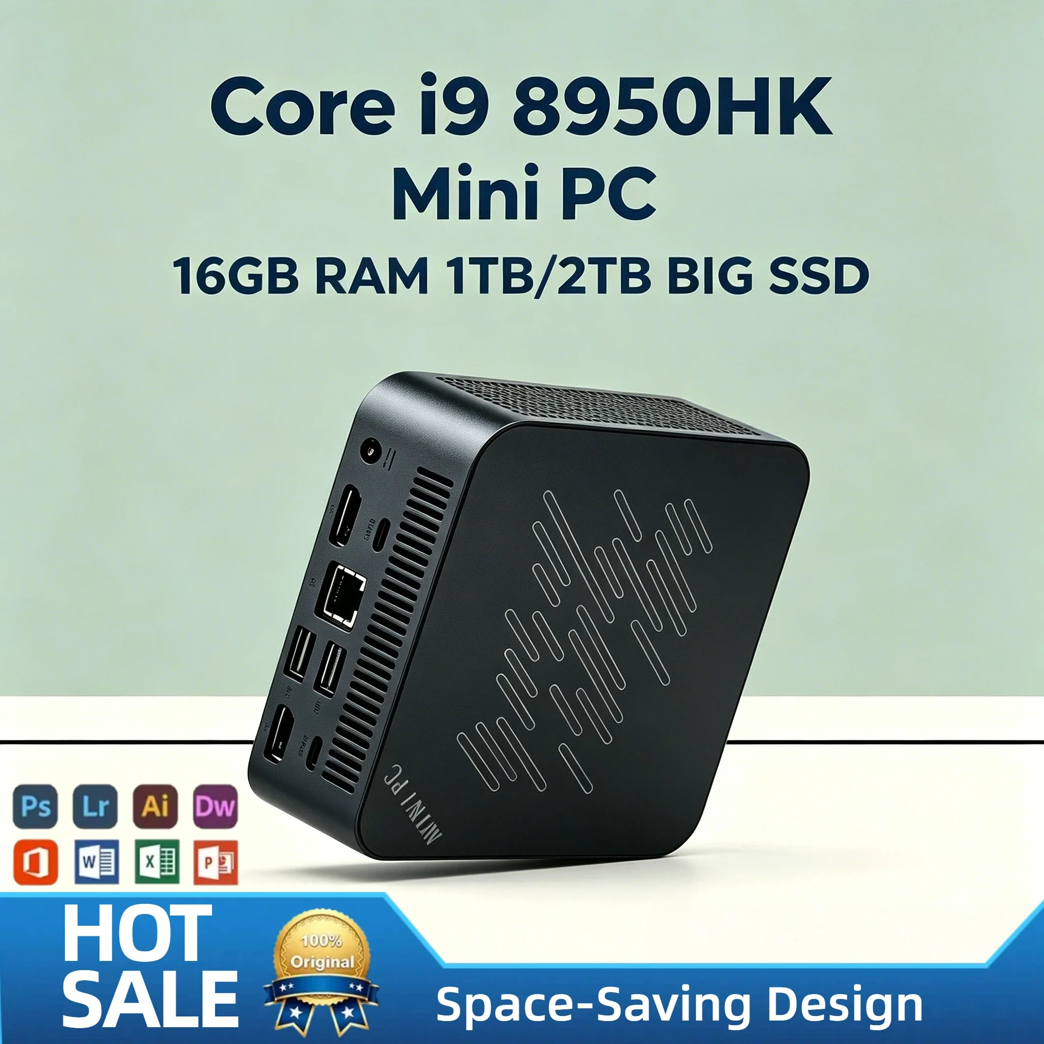 

Ultra Fast Intel Core i9 8950HK Mini PC 16GB 2TB NVMe SSD Triple 4K Output WiFi6 Efficient Cooling Business Home Office Computer