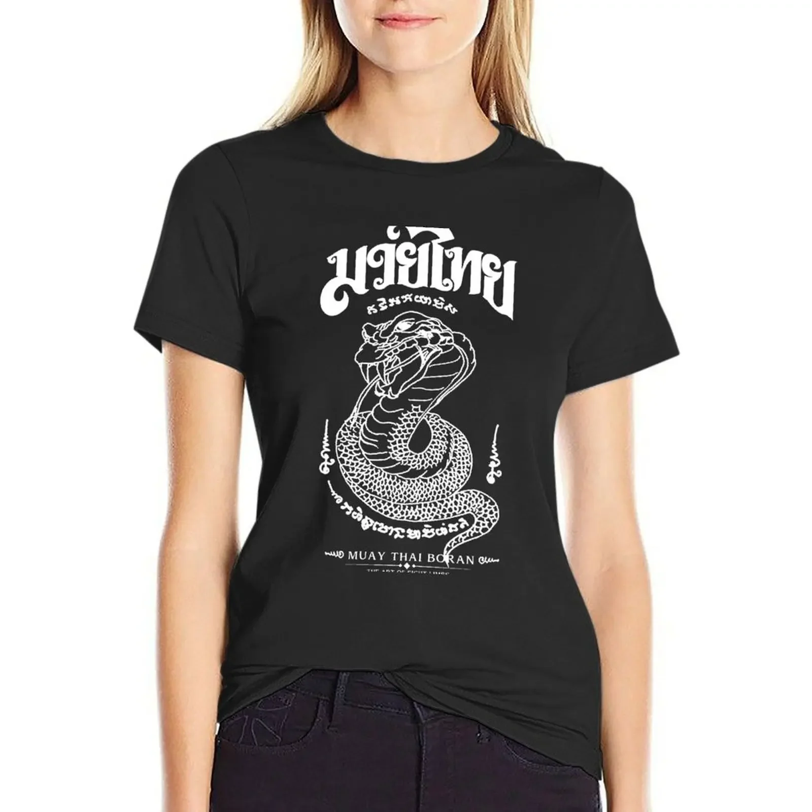 

Muay Thai Sak Yant Snake T-Shirt animal print shirt for girls blacks Blouse heavyweights funny t shirts for Women