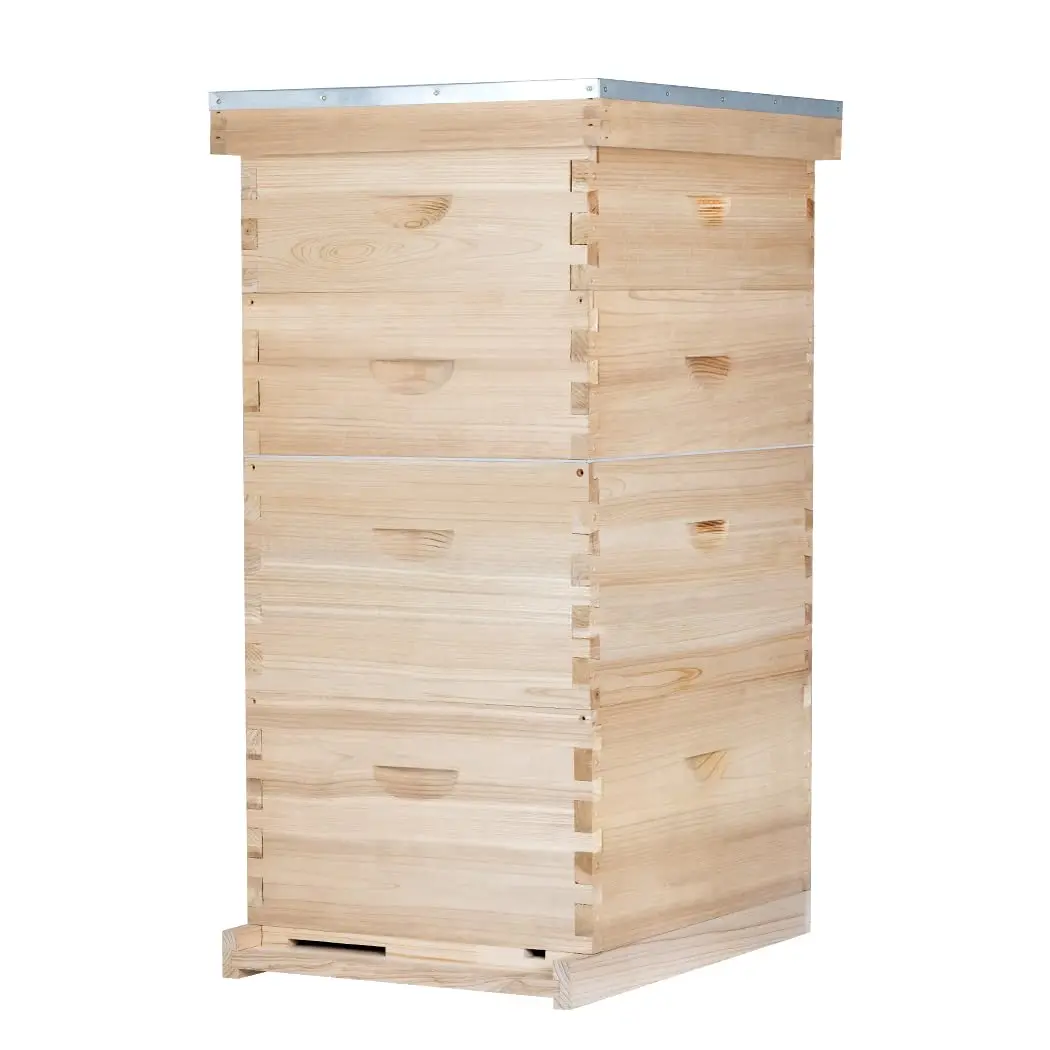 Free ShippingHive Boxes 10 Fe Stroth Hive,Complete Hive Kit Includes 2 Deep Brood Hives Box, 2 Medium Box With Hivs And Foundati
