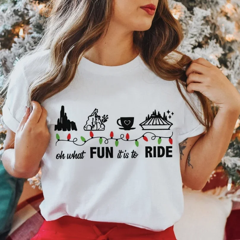 Dames Vintage T-shirt Oh Wat leuk Het is om te rijden Schattig Korte mouwen Damesmode Casual Cartoon Kleding Dames Eenvoudig T-Sh