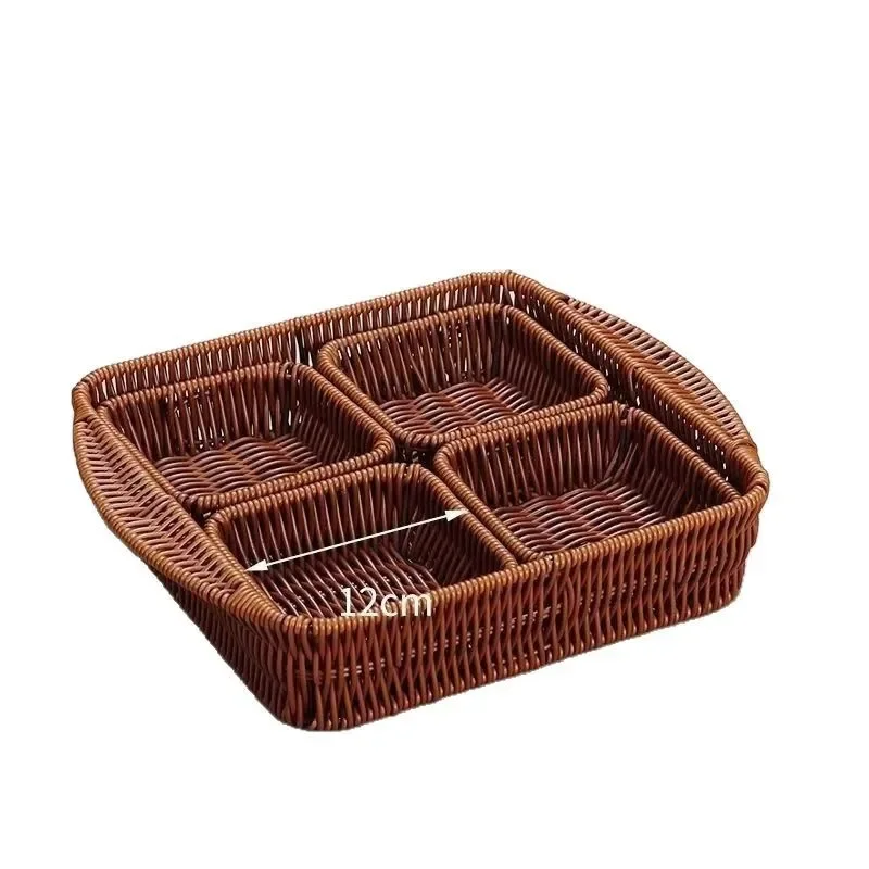 

Handmade Woven Storage Basket with Partition,Divided Dim Sum Baskets for Displaying Fruits, Snacks and More,Home Organization