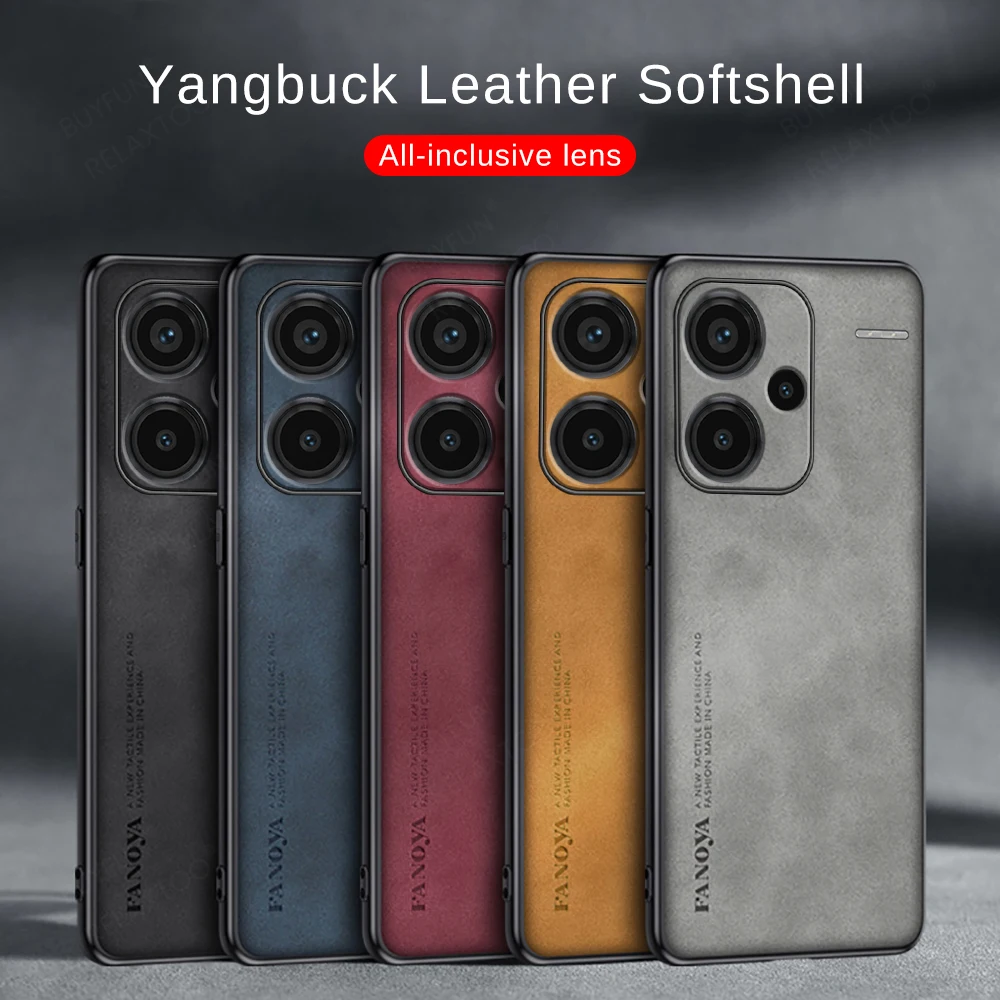 Sheepskin Leather Case For Xiaomi Redmi Note 13 Pro Plus Note12 12 Note13 12Pro 13Pro 12R 12S Silicone Shockproof Bumper Coques