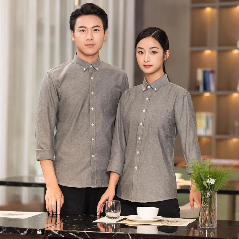 Restaurant, hotel, bar, hotel, milk tea shop, burger shop, hot pot restaurant, waiter work uniform, long-sleeved autumn and wint