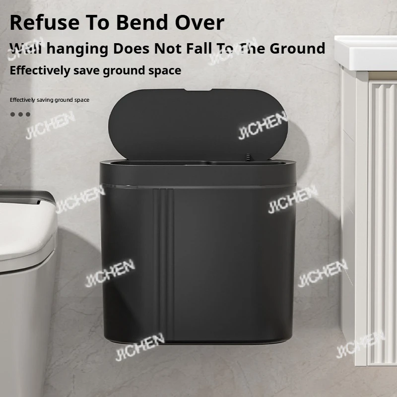 

9L Smart Sensor Trash Can Wall Mounted Narrow Bathroom Toilet Garbage Bin Kitchen Automatic Wastebasket Waterpoof Waste Bin