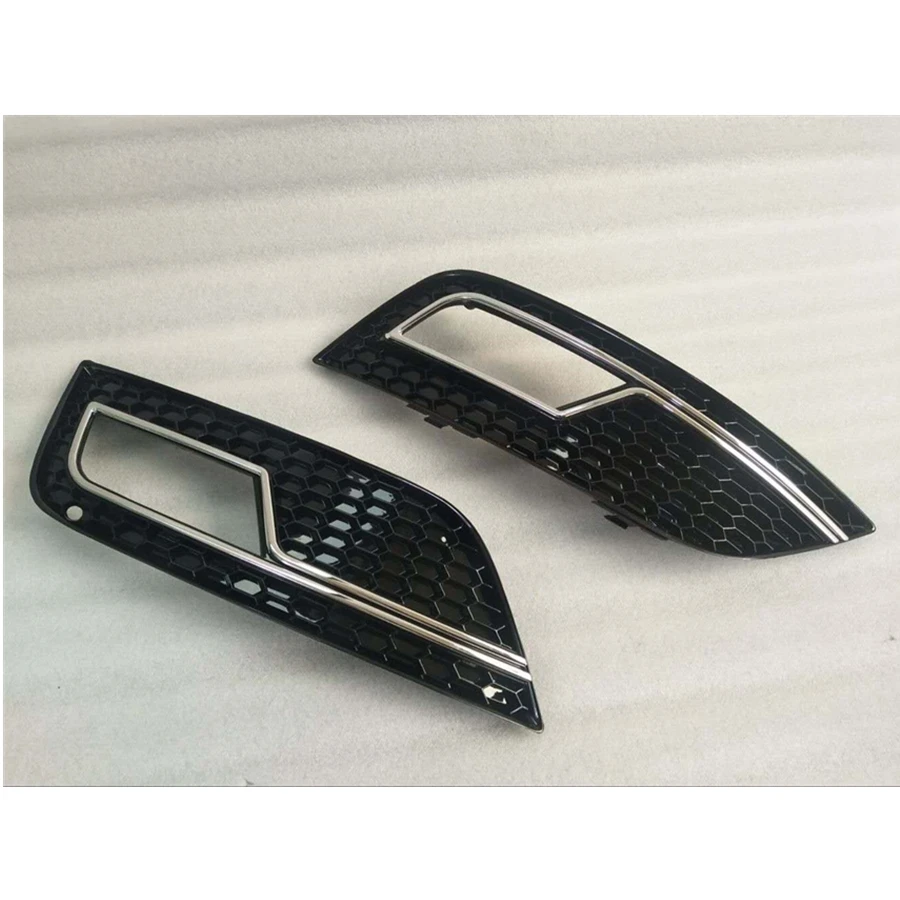 

A pair of front lower bumper fog lamp cover grille, suitable for Audi A4 S-Line S4 13-15 Black auto parts