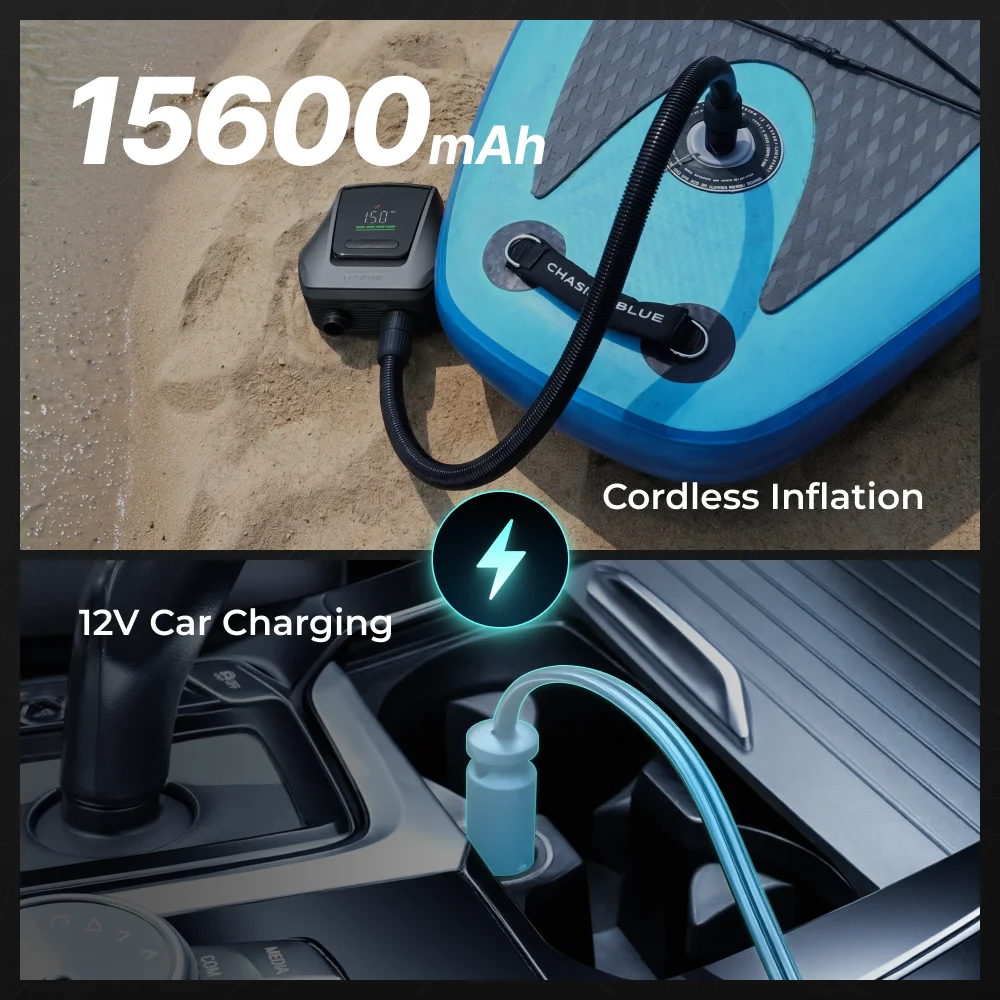 FLEXTAIL EVO SUP PUMP 200 - 45PSI Cordless Rechargeable Air Pump,15600mAh High-performance Cell Ideal for SUP & Pickup & Cars
