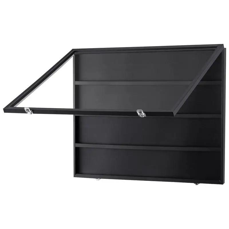 

Free Shipping-Trading Card Showcase Cabinet 30.5x24.3x2.1 in For Home Gallery Office Collection, Clear View PC Glass Lockable Wall Mount 36 Slots Capacity Basketball Football Hockey Memory Storage