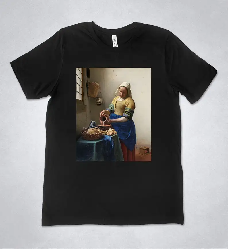 

Johannes Vermeer - The Milkmaid T-shirt, Vermeer shirt, Vermeer art, art gift, art t-shirt, Dutch Baroque art, unique t-shirt, r