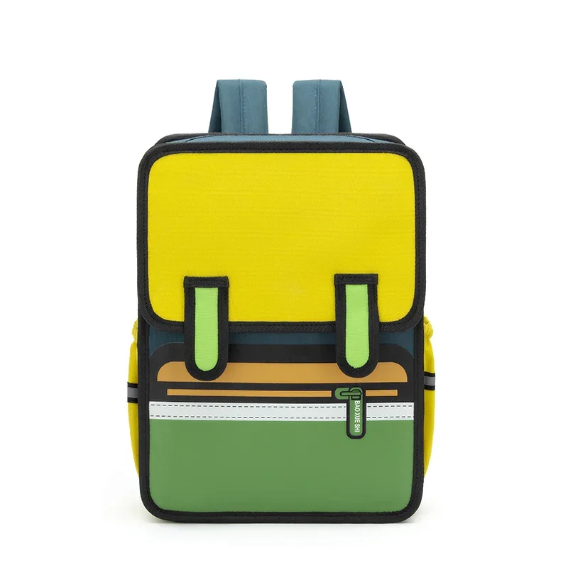 Oxford pano sacos meninas meninos salto estilo 3d mochila 16 Polegada 2d desenho anime quadrinhos dos desenhos animados mochila para estudantes