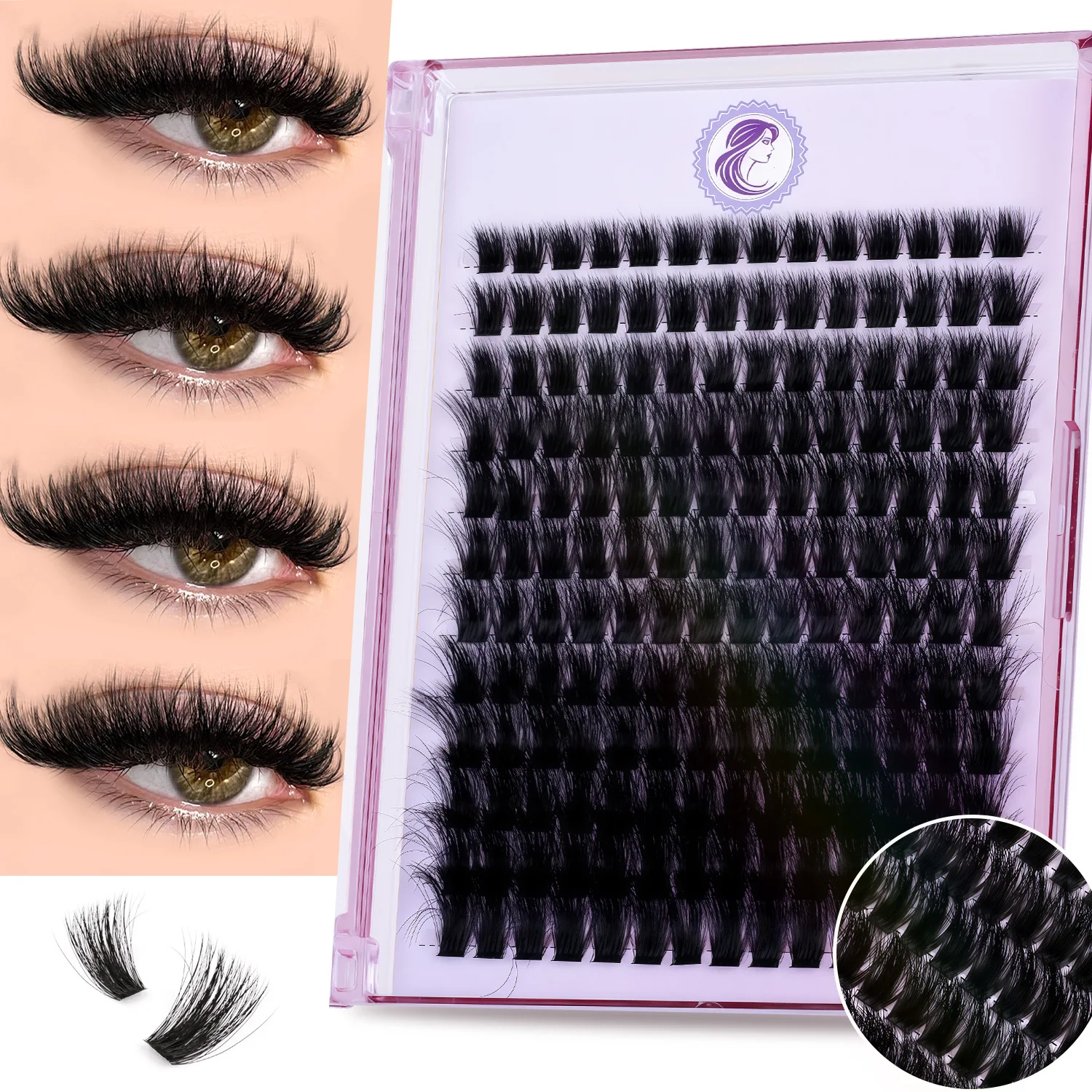 Lasvirey Cluster-Wimpern, flauschige falsche Wimpern, D-Locken, DIY dicke Wimpern-Cluster, weiche, dünne, dramatische 3D-Faux-Nerzwimpern-Make-up
