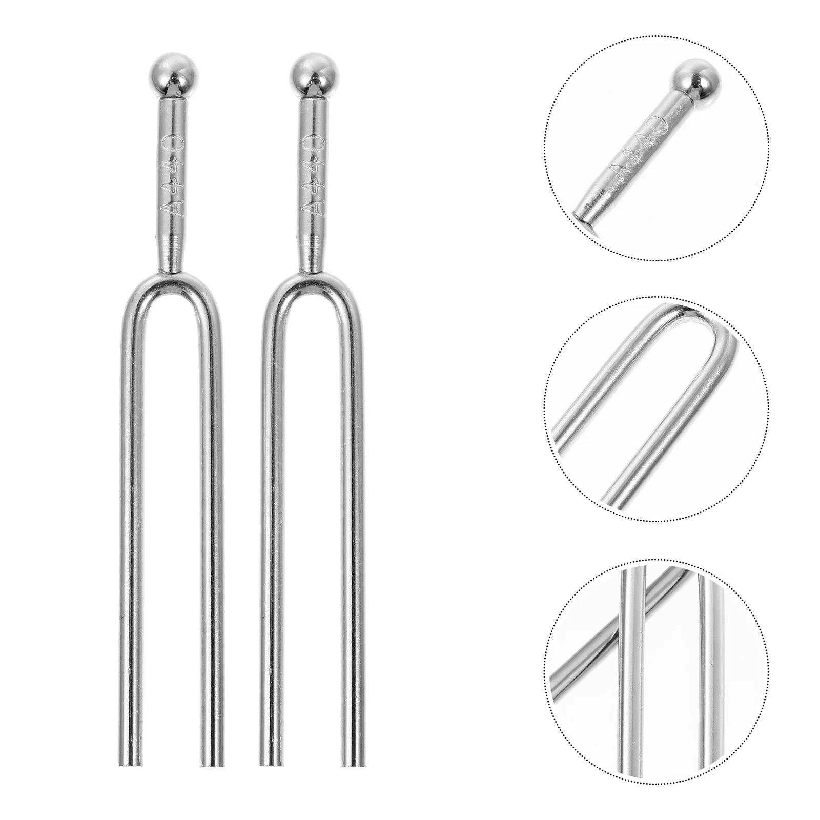 2 Pcs Tuning Fork A 440hz Forks Music Tune Instrument Guitar Tone Tuners Silver Practical