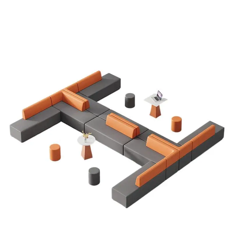 Simple and modern small corner meeting guest negotiation reception room leisure lounge area leather sofa combination