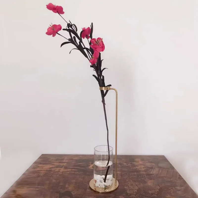 Nordic simple metal glass vase light luxury high-end art living room office entrance decoration ornament