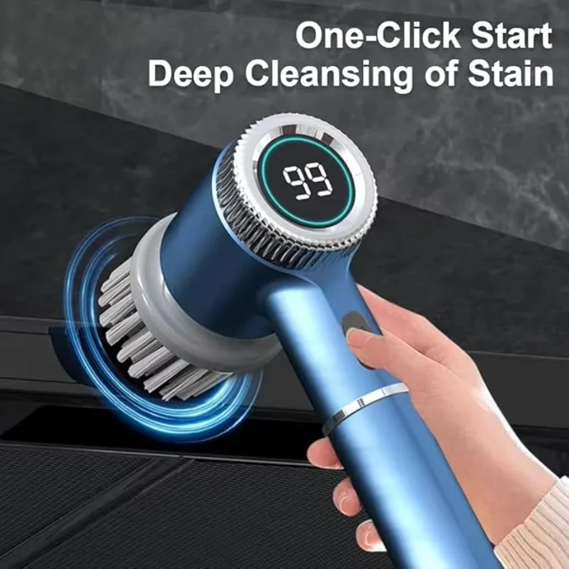 Upgrade Brush Cleaner Digital Floor Scrubber Cordless Portable Dishwashing Waterproof Kitchen Bathroom