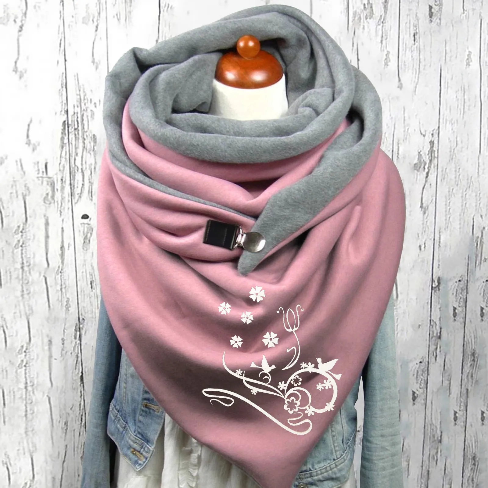 Sciarpa da donna Warm Fashion Soft Wrap sciarpe scialli Unisex Pashmina Wrap Foulard Cotton Print Button sciarpa invernale in Cashmere scialle