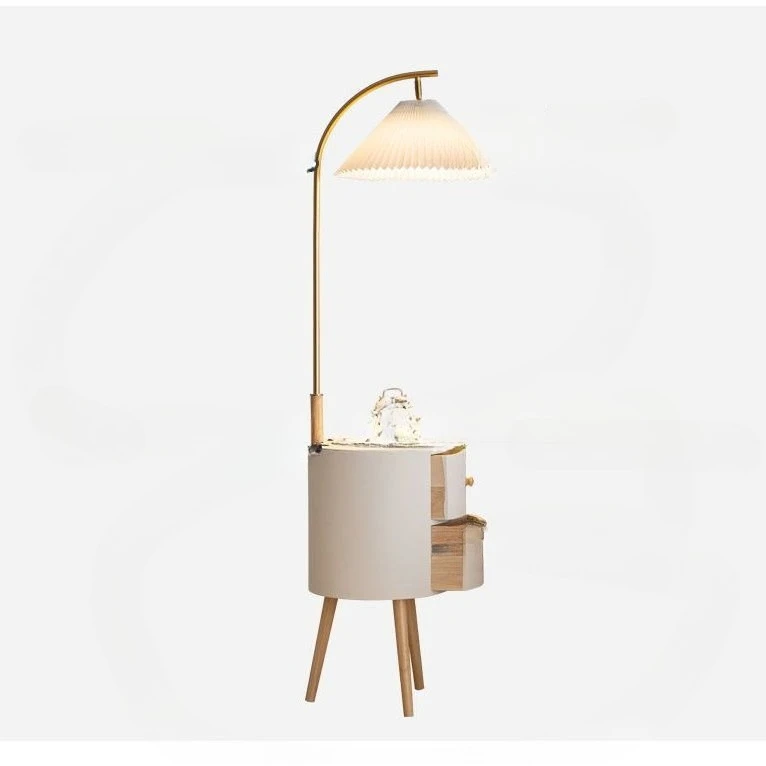 

Integrated storage Internet celebrity drawer ins solid wood study with lamp, floor lamp living room is simple