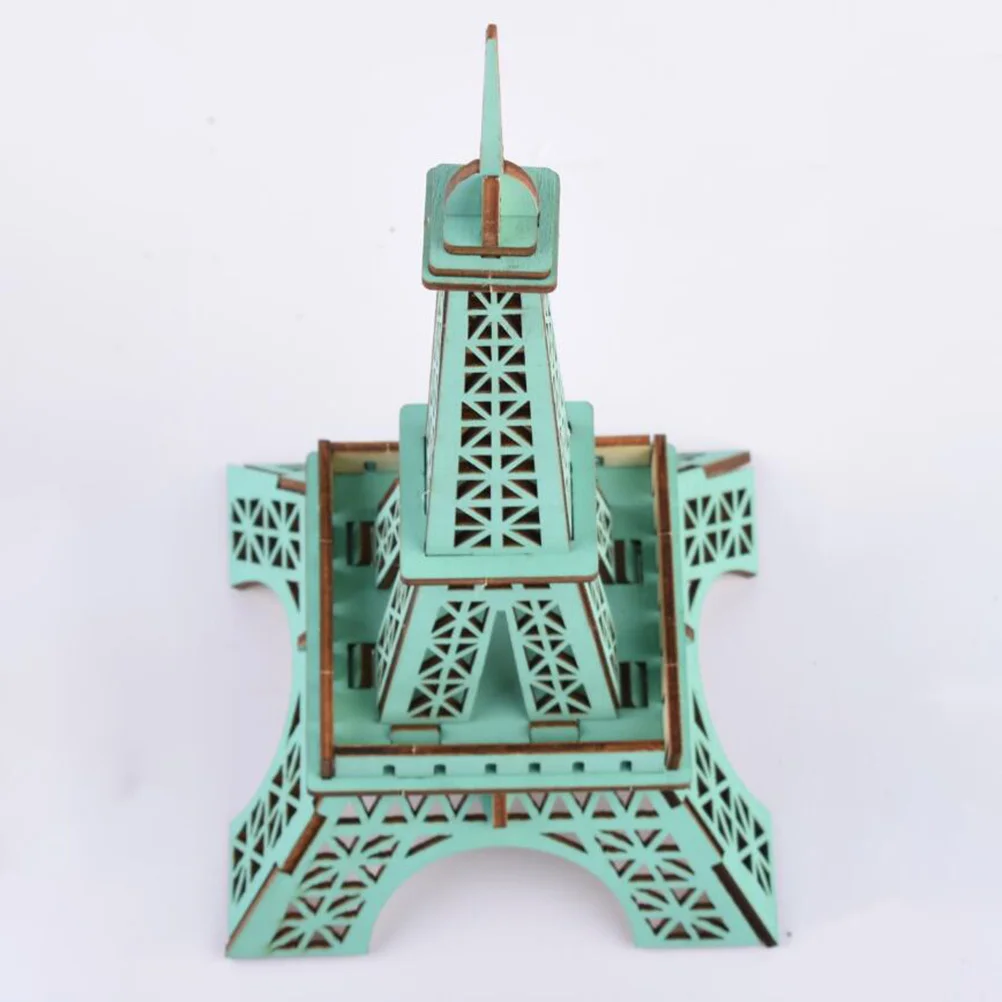 Drewniane puzzle 3D Wieża Eiffla Kreatywne edukacyjne DIY Zielone układanki dla dzieci Budynki Puzzle Wieża Eiffla