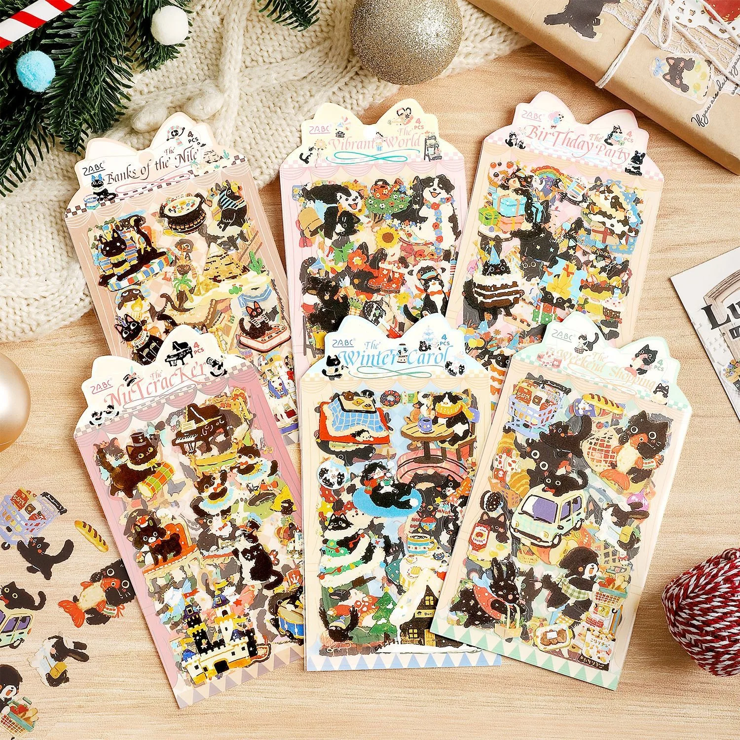 

Waterproof PET Die-Cut Stickers Cute Black Cat Kids’ Craft Decals for Journaling Cross-Border Scrapbook Supplies Stationery