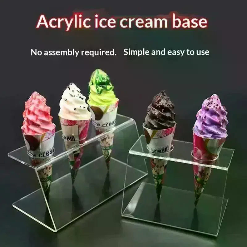 Transparent Acrylic Ice Cream Cone Holder, Stable Dessert Display Stand for Party, Clear Food Rack for Dessert Storage