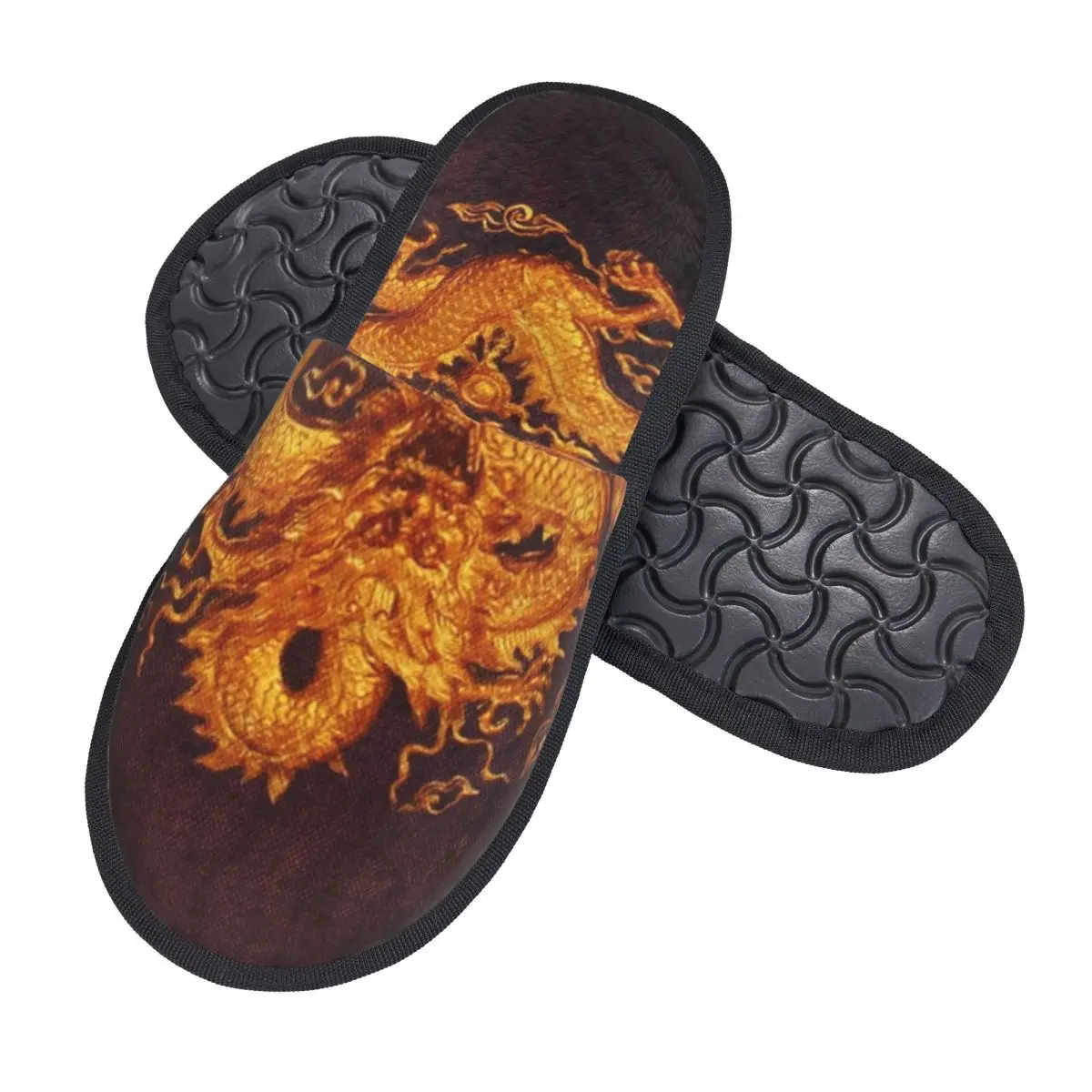 Indoor Dragon Texture Warm Slippers Home Plush Slippers Home Soft Fluffy Slippers