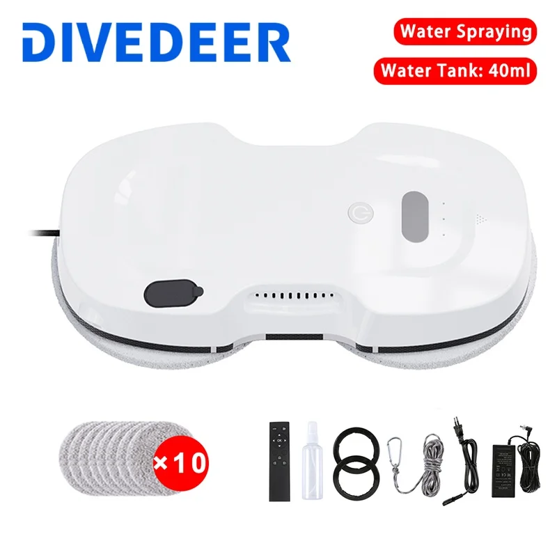 

DIVEDEER YTK-122S Fully automatic window cleaner for home use 5600Pa water jet window cleaner man anti-drop vacuum cleaner