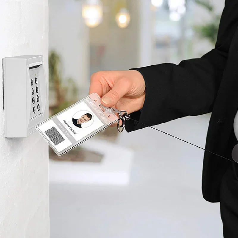 1pc Metal Pull Button Retractable badge reels Belt Keychain High Elastic Recyclable Cable Puller Key Chain for ID Name Card